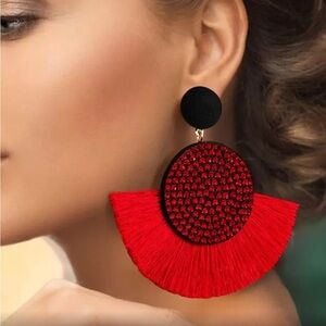 ✨NEW Elegant Red and Black Statement Earrings